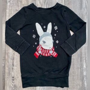 Gymboree Winter Snow Bunny Black Sparkle Tunic Top 5 5T 6
